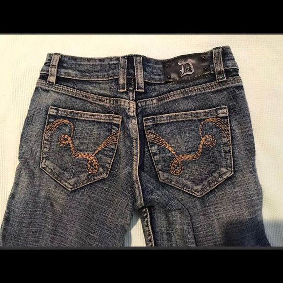Dollhouse Denim - NWOT Dollhouse wide leg embroidery distressed fit&flare denim blue jeans 0x32